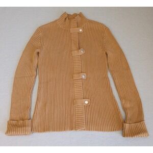 Moda International Cable Knit Zip Up Sweater M Buckles Indie‎ Preppy Y2K 90s